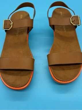 Cole Haan OriginalGrand Platform Wedge Sandals Brown/Orange Women’s Size 8.5B